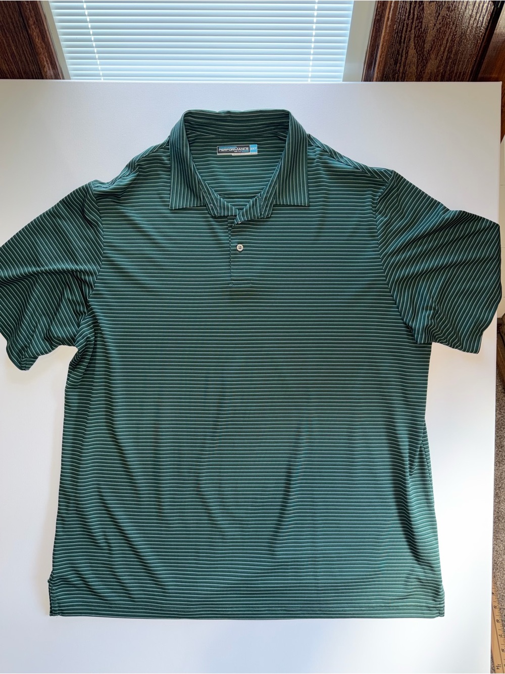Performance Golf Polo Shirt Men’s 2XT Green Striped Short Sleeve Performance